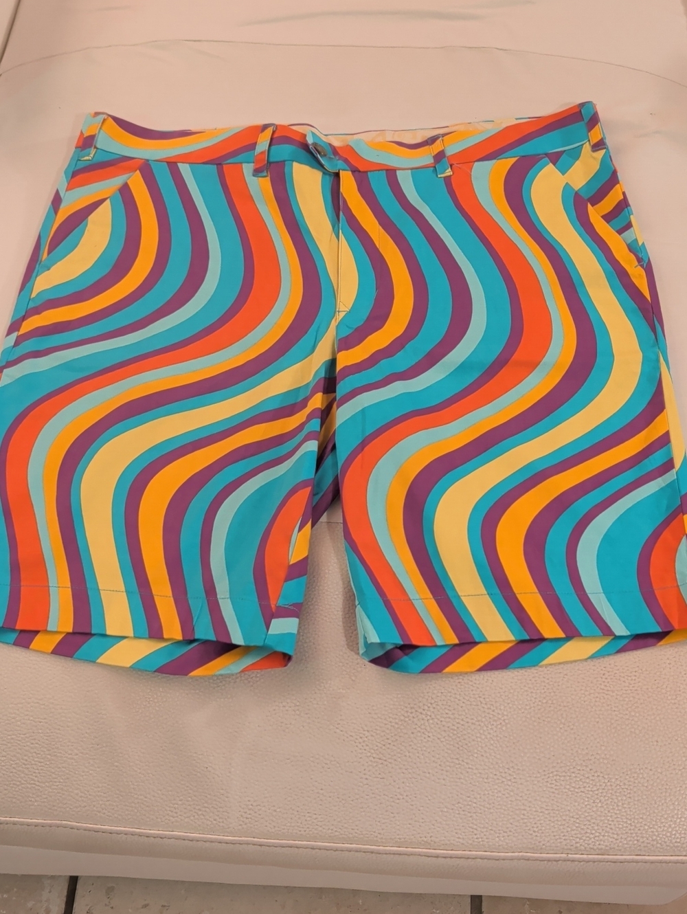 LoudMouth John Daly Vibrant Multi-Color Wave Print Golf Shorts